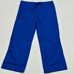 All Heart Women's Medical Drawstring Cargo Scrub Pants blue B-210 Size Large